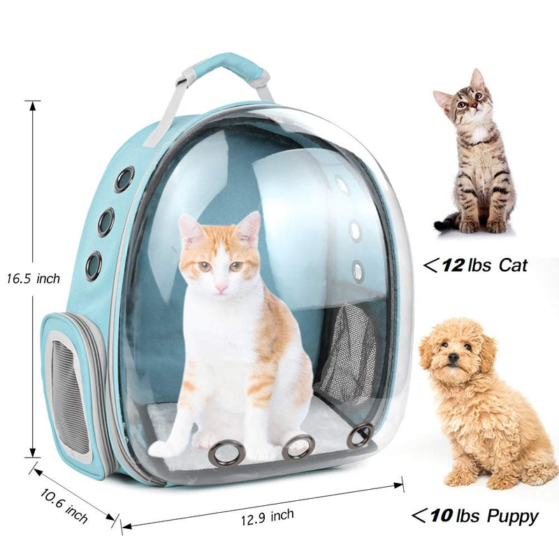Cat Carrier Backpack,Large Transparent Bubble Pet Backpack,Portable Ventilated Carry Backpack for Cat & Small Dog,Airline Approved Waterproof Pet Carrier Bag for Hiking Outdoor Blue - PawsPlanet Australia