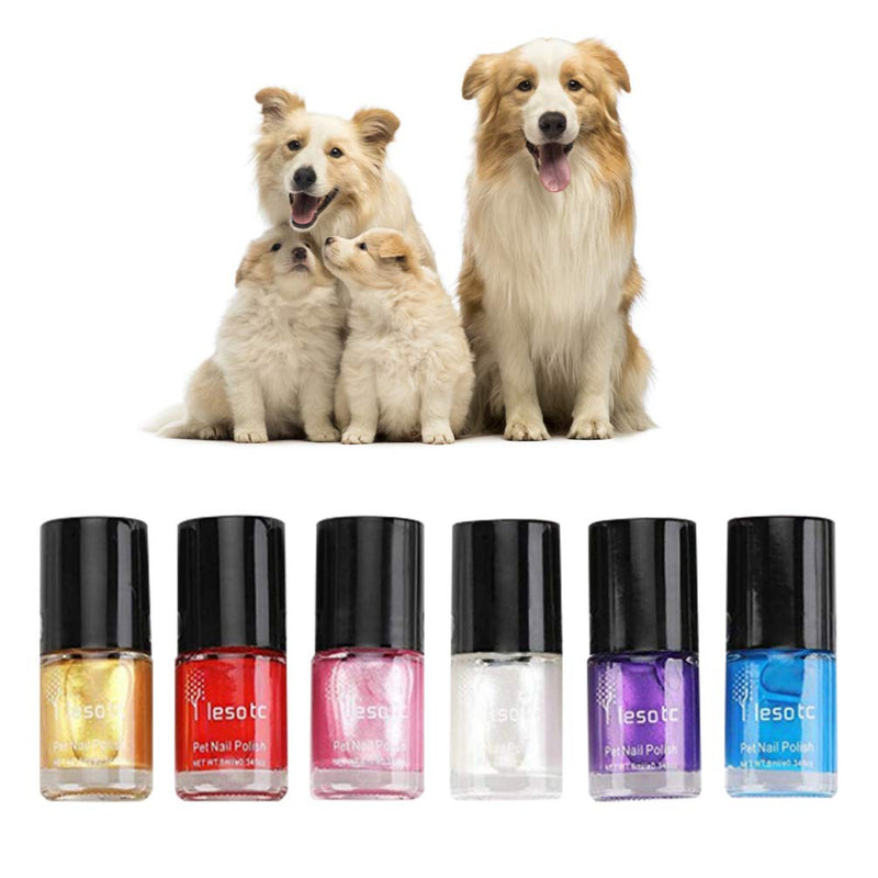 POPETPOP Pet Dog Nail Polish Non-Toxic Water-Base Healthy Ingredients Pet Supplies 6pcs - PawsPlanet Australia