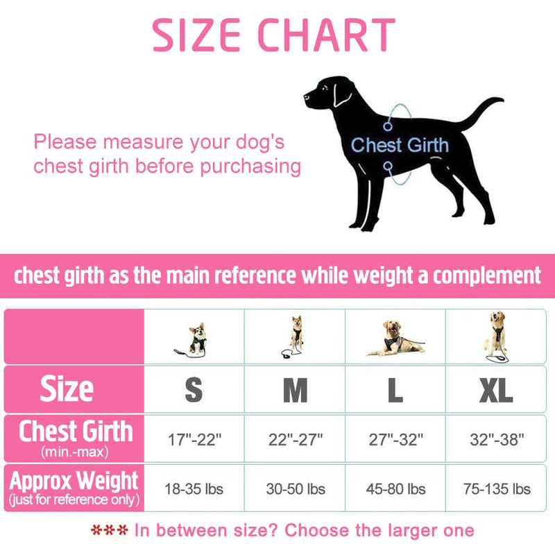 [Australia] - Raining Pet No Pull Dog Harness Dogs Leash Set, Reflective Dog Harness for Large, Medium,Extra Large Dog Breeds Pink 
