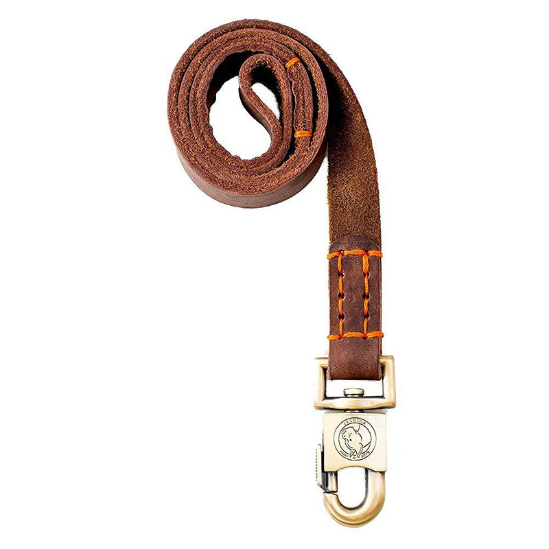 [Australia] - ZEEY Extra Tough 1 Inch Wide Brown Handmade Leather Dog Lead for Medium Large Dogs, Running Training Pet Dogs Leash Walking Rope 35/47/59 Inch Long 150cm 