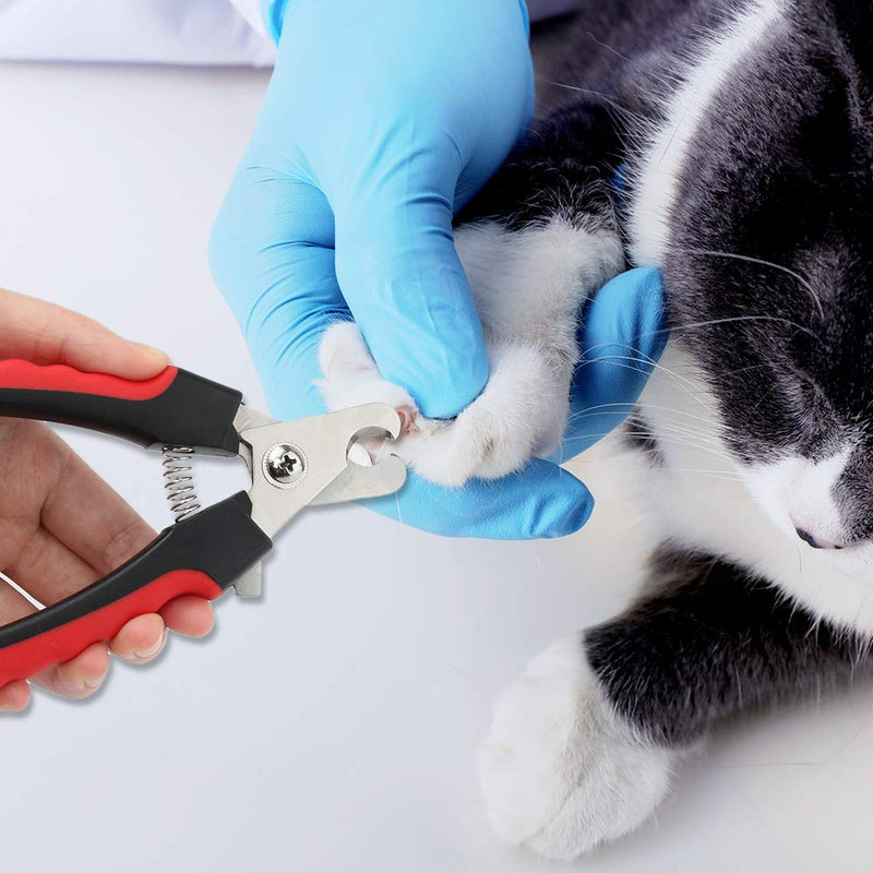 Professional Pet Nail Clipper Stainless Steel Dog Cat Nail Trimmers With Safety Guard & Free Nail File Sturdy Non-Slip Handles for Dogs Cats Birds Guinea Pig Animal Claws - PawsPlanet Australia