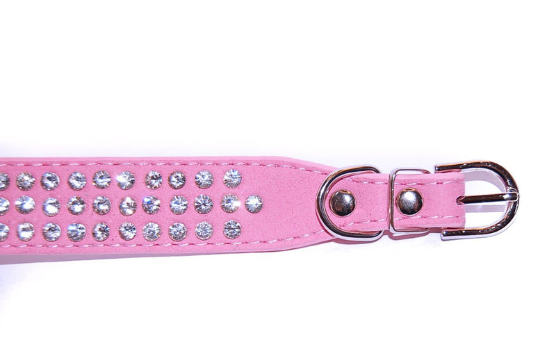 Pet Palace® "Debonair Doggy" Suede Diamante Studded Luxury Collar for Dogs of Distinction (PETAL PINK SMALL) FREE CHARM ACCESSORY PETAL PINK SMALL - PawsPlanet Australia