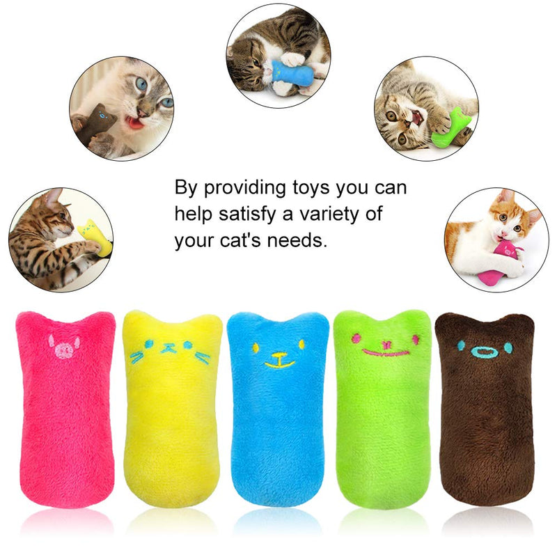 [Australia] - SEGMINISMART Cat Catnip Toys, Interactive Plush Cat Toys, 5Pcs Catnip Chew Toy, Soft Plush Cat Pillow for Cat Kitten Teeth Cleaning Playing Chewing 