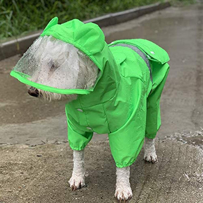 Homieco Dog Raincoat with Hoodie Reflective Safety Strips, Waterproof Jacket Light-Weight for Pet, Dog Clothes Rain/Water Resistant, Rain Vest for Medium Large Dog L - PawsPlanet Australia