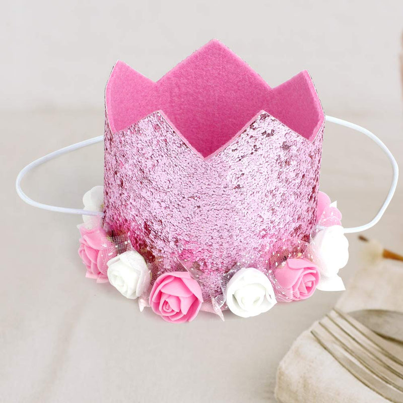 WOVTE Pink Flower Crown Dog Birthday Hat bandana Cute Cat and Dog Headdress Hat Cat and Dog Celebration Birthday Decoration, Pet Birthday Party Supplies - PawsPlanet Australia