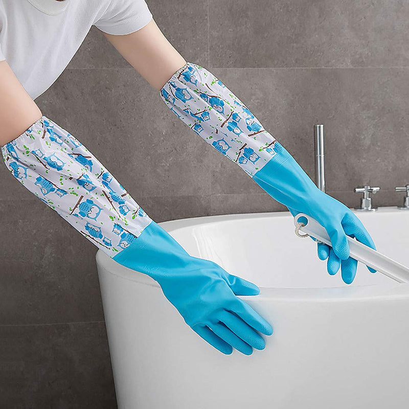 TRIXES Long Rubber Pond and Drain Gloves  Household & Garden Chores, Gardening, Weeding, Washing, Cleaning & Dishwashing  Extra Protection for Sleeves - Heavy Duty, Waterproof and Lined for Warmth Blue - PawsPlanet Australia