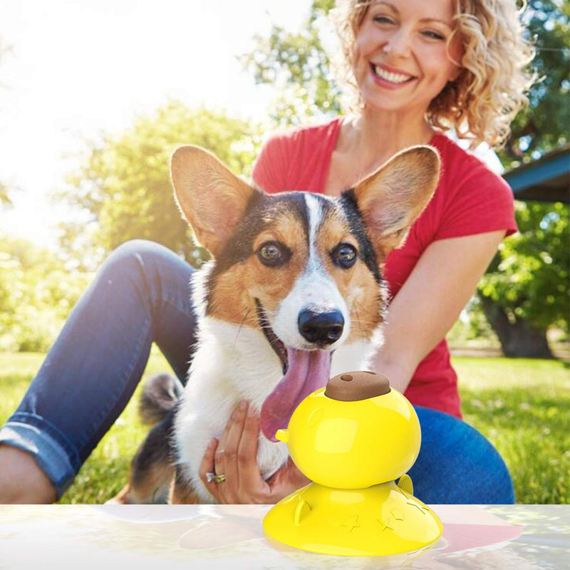 [Australia] - Petyoung Dog Lick Toy with Three Treats,Suction Cup Dog Lick Pad for Pet Bathing,Nail Trim,Grooming and Drying,Dog Washing Distraction Device Reduce Boredom Yellow 