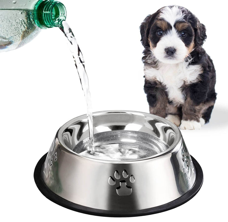 SUOXU Stainless Steel Dog Bowls,Cat Feeding Bowls,Kitten Plate Bowls With Non-slip Rubber Bases, Small Pet Feeder Bowls And Water Bowls,Pack of 2 XS-15cm(Pack of 2) - PawsPlanet Australia