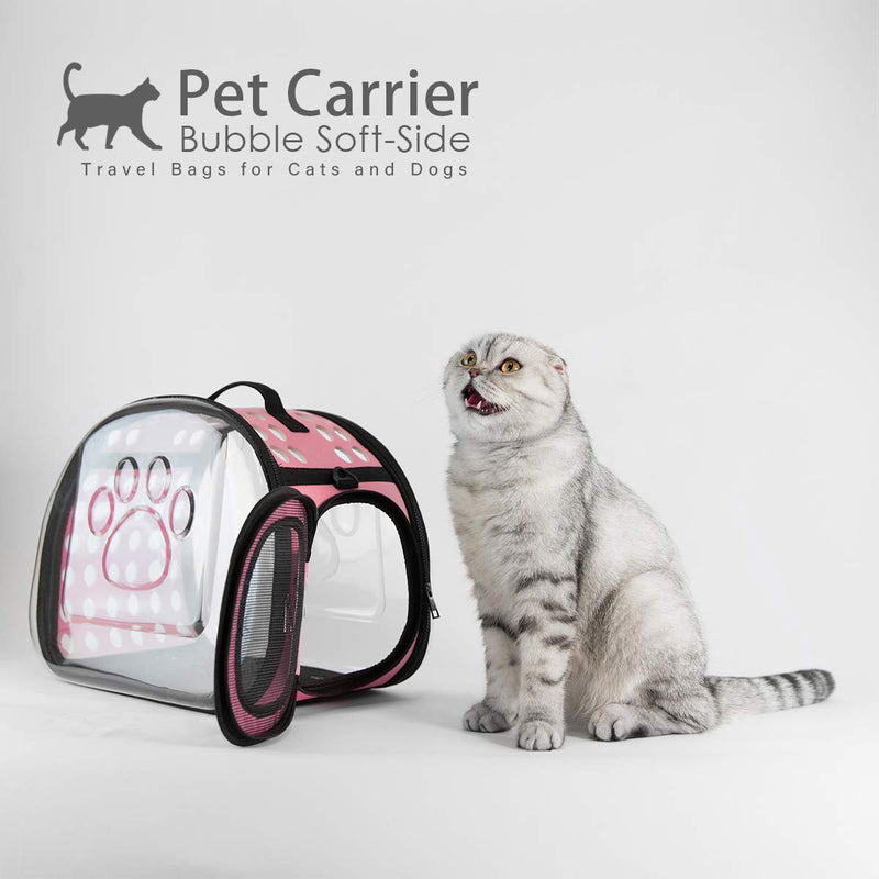 [Australia] - AVAFORT Soft-Side Cat Dog Carrier, Collapsible Clear Tote for Small Animals，Airline Approved Transparent Pet Carrier Bag, Breathable Portable Traveling Camping Hiking Outdoor Bags Pink 
