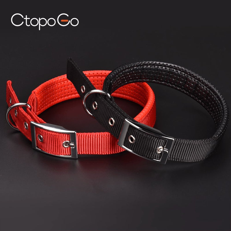 CtopoGo Dog Collar Comfy And Soft Adjustable Collar For Small/Medium/Large Dogs, Easy Buckle Design,Luxury Leather Dog Collar, Neck 12"-24" (M (Neck 40-50cm), Black) M (Neck 35-45cm) - PawsPlanet Australia