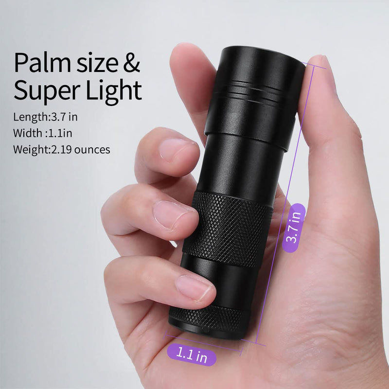 Beike D09 UV Flashlight(Battery Included), 395nm Black Light Flashlight, 12 LED Mini UV Light Flashlight for Pets Urine and Stains - PawsPlanet Australia