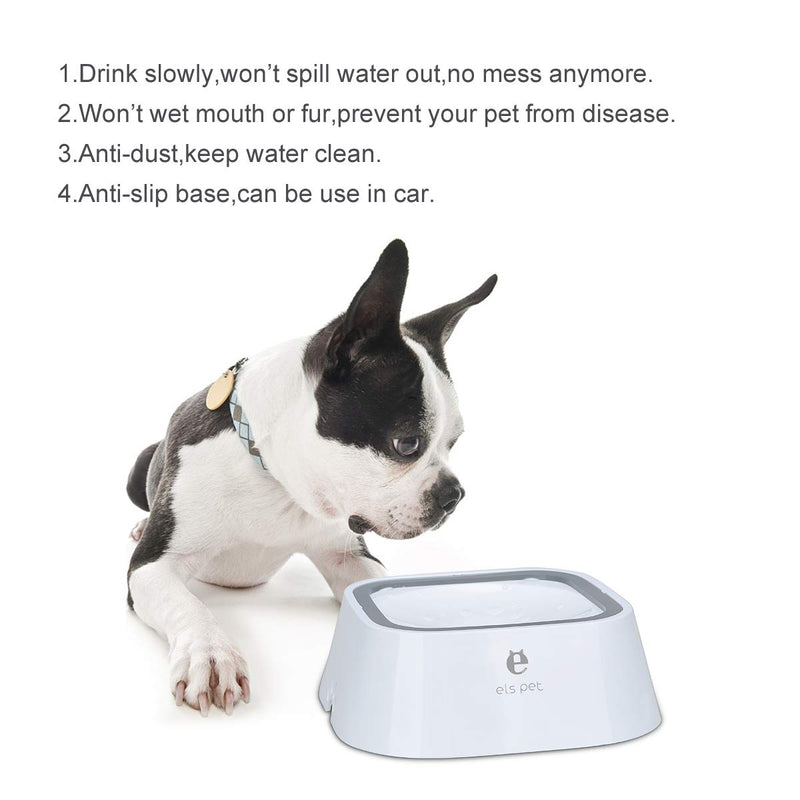 Dog Water Bowl, Splash-Free, No Spill, Anti-Choking Dog Bowl, Vehicle Carried Pet Water Bowl for Dog, Cat, Puppy, Kitty, 1.5L Large Capacity (White) White - PawsPlanet Australia