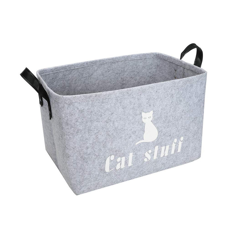Minjie Dog Toy Storage Basket with Handle,Pet Supplies/Children Toy Storage Box Used in Bedroom, Balcony, Living Room (38 * 26 * 25 CM, Light Gray) - PawsPlanet Australia