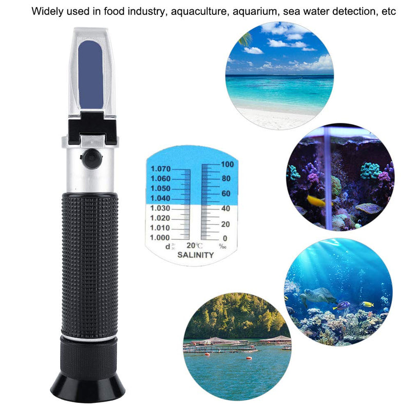0-100% Salinity Refractometer Handheld Salinometer Sea Water Salt Concentration Tester Meter with Automatic Temperature Compensation for Seawater and Marine Fishkeeping Aquarium - PawsPlanet Australia