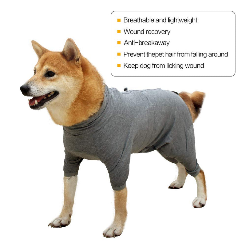 Dog Surgical Recovery Suit Onesie with Legs for Dogs Long sleeve Keep Dog From Licking Abdominal Wound Protector E-Collar Alternative after Surgery Wear Pet Supplier (Grey,XXL) XXL Grey - PawsPlanet Australia