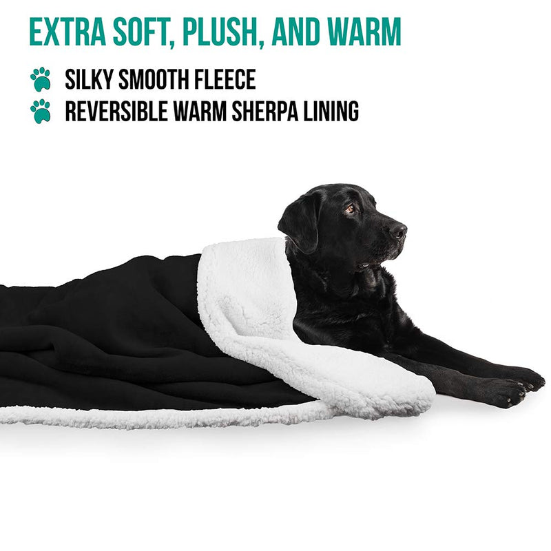 PetAmi Dog Blanket, Sherpa Dog Blanket | Plush, Reversible, Warm Pet Blanket for Dog Bed, Couch, Sofa, Car 50 x 40 Inches Black - PawsPlanet Australia