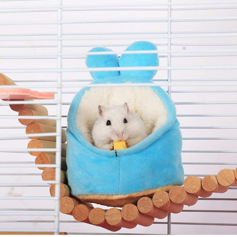 [Australia] - gutongyuan Warm Small Pet Animals Bed Dwarf Hamster Hammock Hedgehog Rat Chinchilla Guinea Habitat Mini House, Removable and Washable Blue 