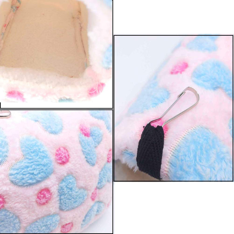 SEIS Hamster Love Pattern Hammock Chinchillas Warmth Supplies Small Pets Cotton Nest Rat Nest Mat for Squirrel Hedgehog Guinea Totoro Pig Bed House Cage Nest Hamster Accessories (Blue, S) Blue - PawsPlanet Australia