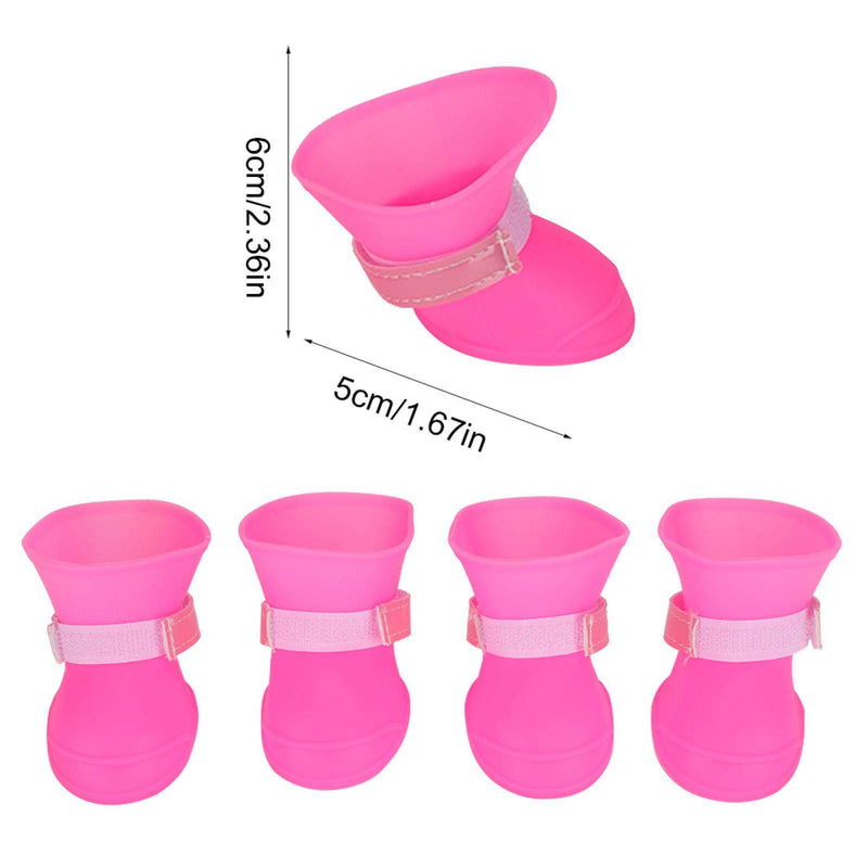 SALUTUYA Pet Waterproof Rain Shoes, Pink Color PU Material, Dog Shoe Supply with Hook And Loop,(Pink, L) Pink, L - PawsPlanet Australia