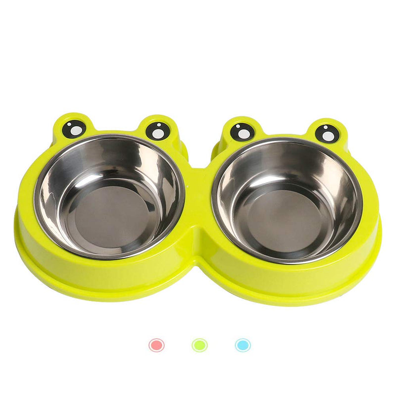 Double Dog Cat Bowls Premium Stainless Steel Pet Bowls with No-Slip Stainless Steel Cute Modeling Pet Food Water for Feeder Dogs Cats Rabbit and Pets 3.Green Tea - PawsPlanet Australia