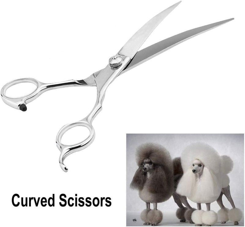 Pet Grooming Scissors Kit,Dog Cats Grooming Scissors Set with 6.7" Thinning Shears,6.7" Straight Shears,6.7" Curved Down Shears Great for Groomers,Home Grooming and Groomer Beginners - PawsPlanet Australia