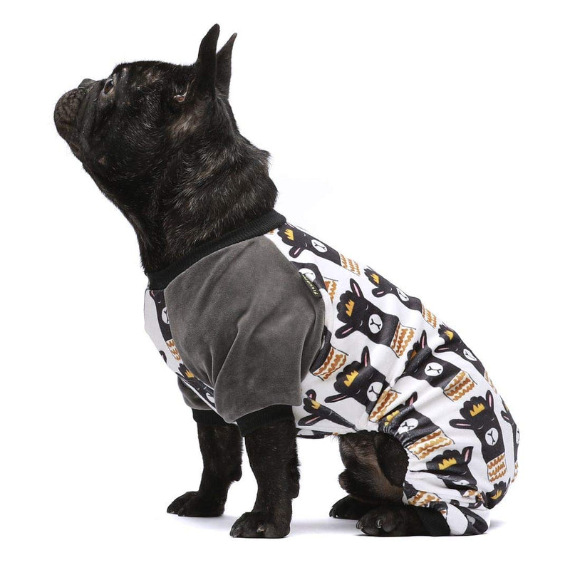 [Australia] - Fitwarm Lama Pet Clothes for Dog Pajamas Cat Onesies Lightweight Velvet Black M White 