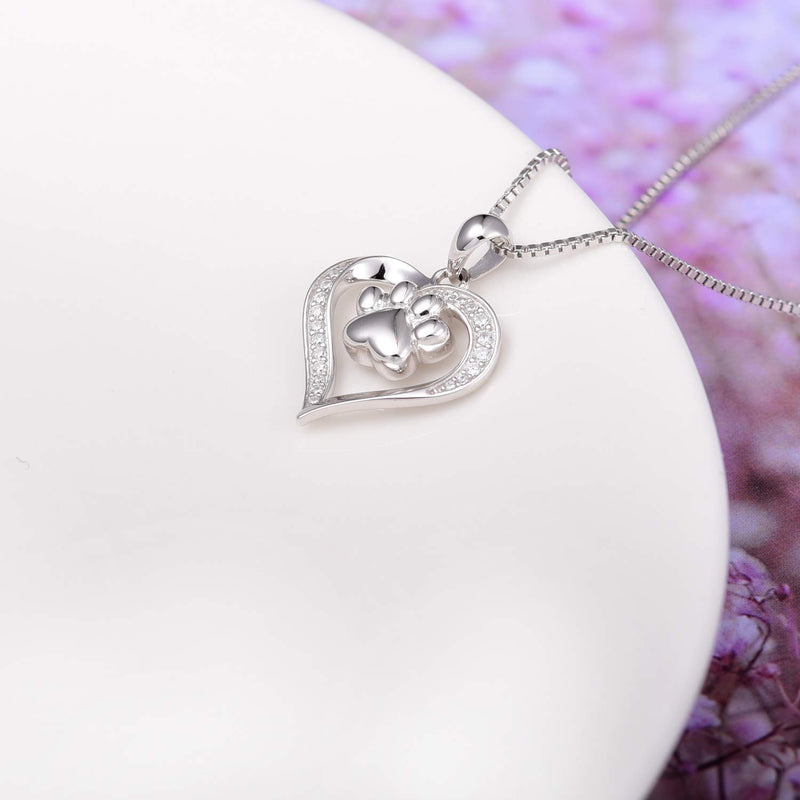 oGoodsunj Paw Print Keepsake Jewelry Urn Necklace for Ashes S925 Sterling Silver Cremation Memorial Pendant for cat Dog's Pet's Ashes White - PawsPlanet Australia