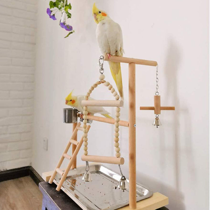 NAKLULU Wooden Parrot Playground Gym Bird Toys For Budgie Birds Feeder Stand Bird Chew Toys Parrot Perches Play Stand Bird Cage Single layer - PawsPlanet Australia