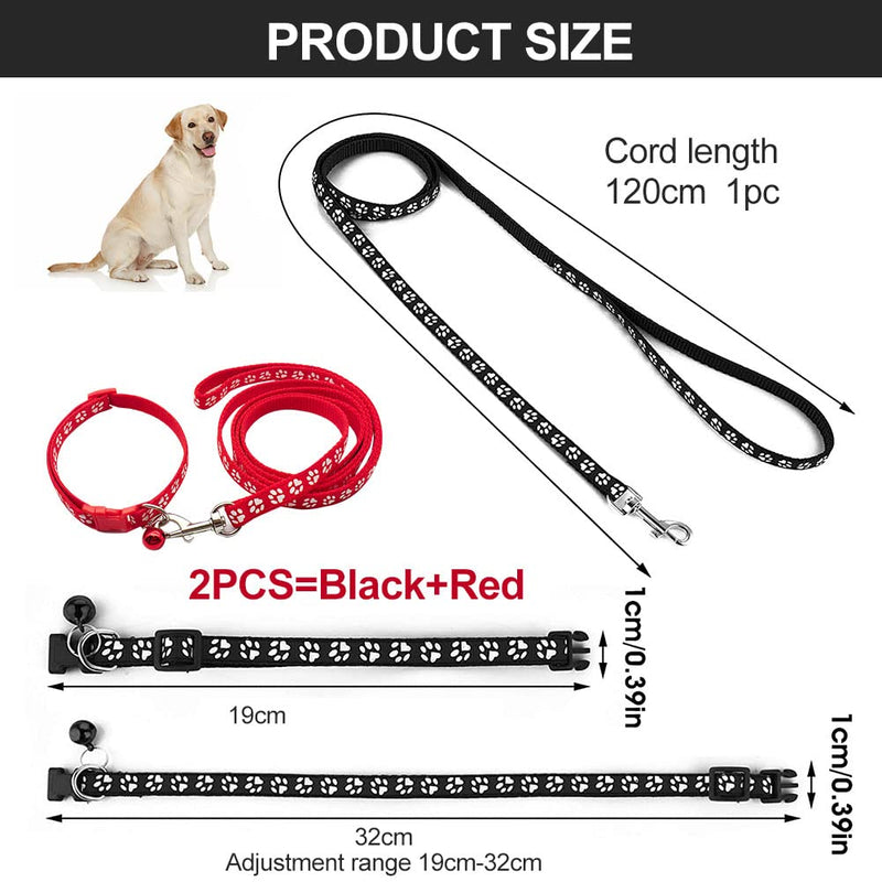 Dog collar, puppy collar with leash set, dog collar small dogs, dog collar, small dog collar, dog collars, dog collar and leash set, adjustable dog collar with leash, (black + red) - PawsPlanet Australia