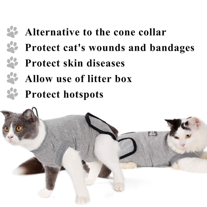 Komate Cat Multifunctional Recovery Suit for After-surgery Abdominal Wounds or Skin Diseases Protect Pet Surgery Shirt Pet E collar Alternative Cotton Cat Shirt (M (Length 40-45cm)) M (Length 40-45cm) - PawsPlanet Australia