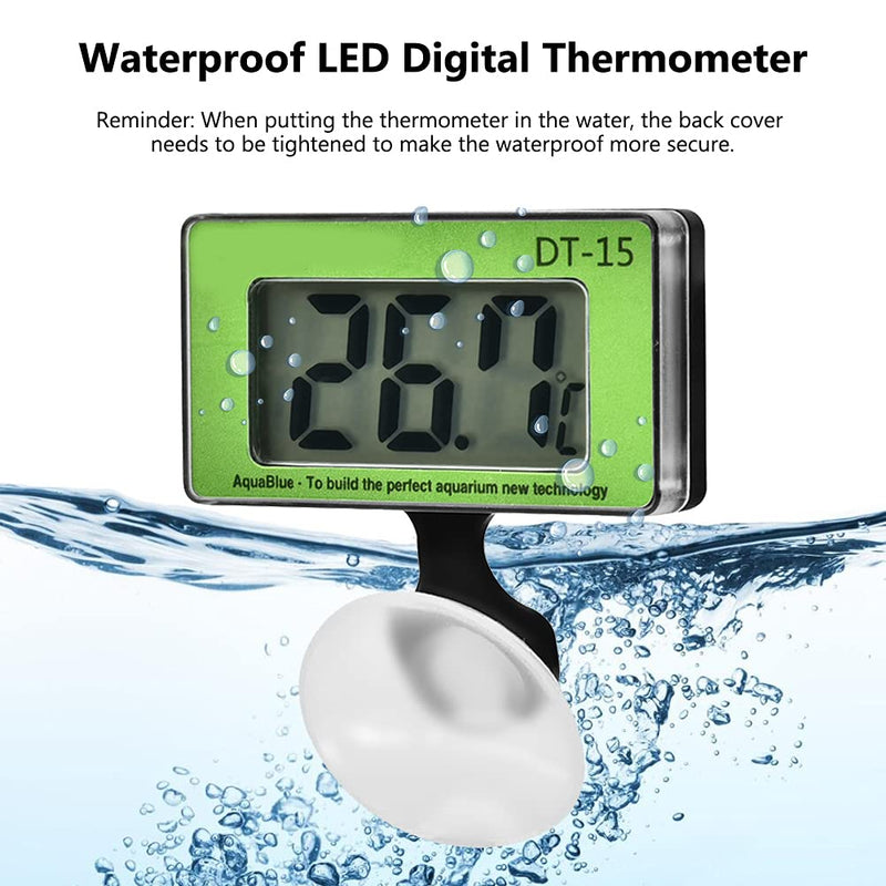 Pssopp Aquarium Thermometer Submersible Fish Tank Temperature Thermometer LCD Digital Waterproof Thermometer with Suction Cup for Tropical and Marine Aquarium - PawsPlanet Australia