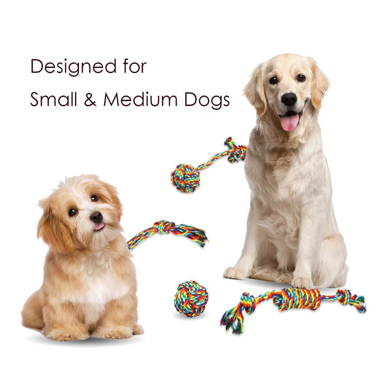 VIEWLON Dog Rope Toys, Dog Toy Set, Rope Ball, Cotton Knot, Chew Toy, Dog Interactive Toy, Beneficial to Dog's Mental Health, Dental Health, and Teeth Cleaning,Best Gift for Small/Medium Dogs (4 Pcs) - PawsPlanet Australia