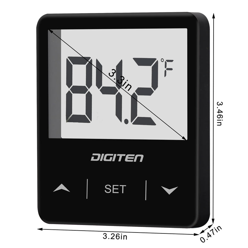 DIGITEN Aquarium Thermometer Digital Fish Tank Thermometer Stick On Water Terrarium Temperature Sensor with Large LCD Display High Low Alarm Reptiles Thermometer for Turtle Lizard Amphibians Reef Black - PawsPlanet Australia