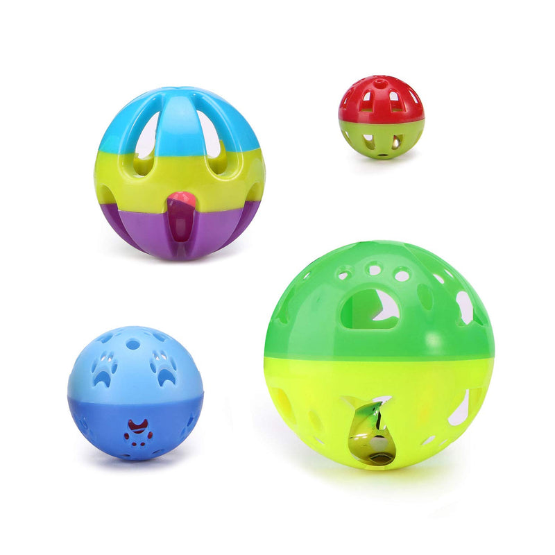 [Australia] - LUCKITTY Cat Plastic Ball Toys 4PCS Sizes Pack Bin Kitten Pet Playing Sets with Jingle Bell 3.8 in, 2.8 in, 1.8 in,1.5 in 