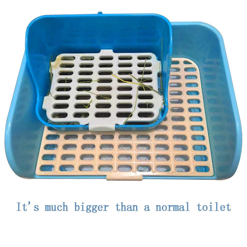 Hamiledyi Large Rabbit Litter Box Corner Bedding Box Chinchilla Toilet Trainer Square Potty Pet Pan for Adult Guinea Pig, Galesaur.Ferret  and Other Animals BLUE - PawsPlanet Australia