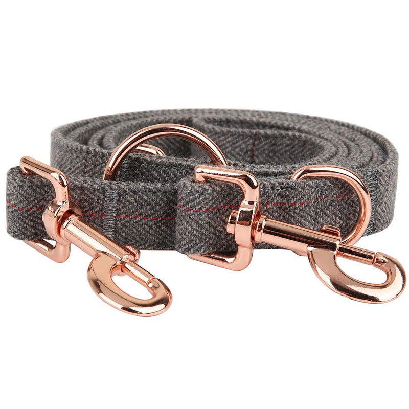 [Australia] - Medium-Large Big-Female Heavy-Duty Dog-Collar Leash-Set - Rose Gold 6 Foot Exceptionally Elegant Design and Adjustable in 3 Different Lengths for Medium to Large Dogs M ( 13.8''-19.7'' ) Grey 