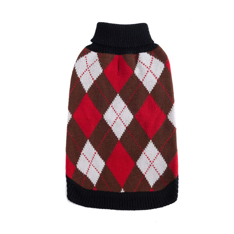 PAWCHIE Classic Dog Sweater Knit Turtleneck, Plaid Knitwear Sweaters, Warm Clothes for Small to Large Dogs S/M Black & Red - PawsPlanet Australia