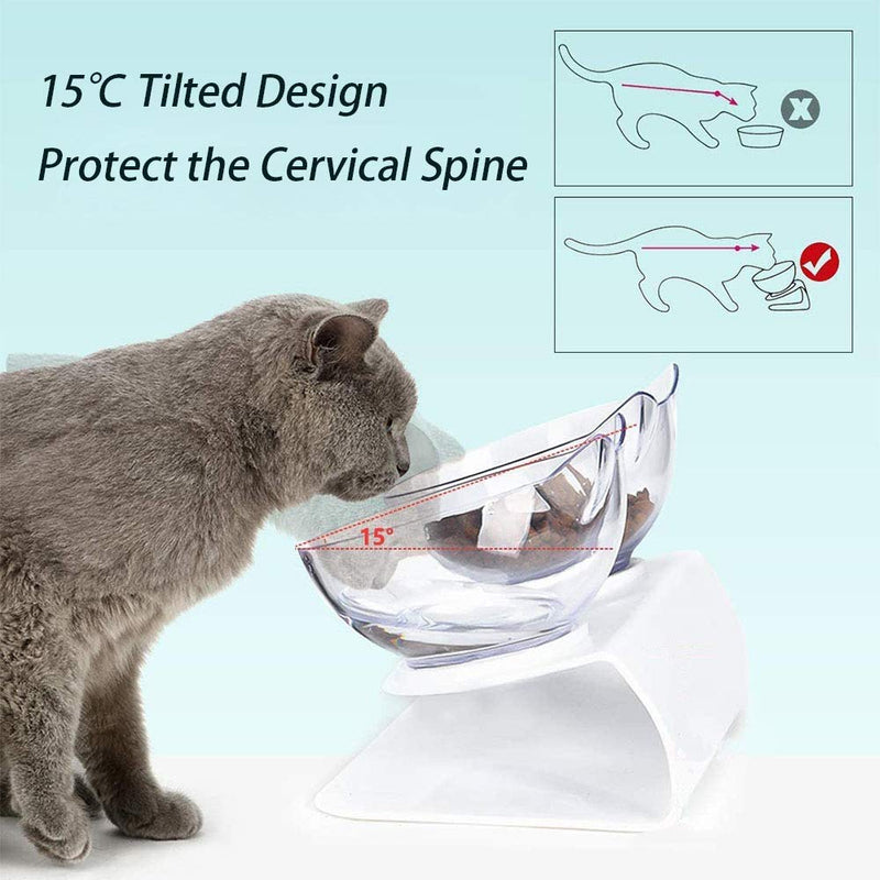 Double Cat Bowls with Raised Stand, 15°Tilted Non Slip Cat Feeding Bowl, Multi Purpose Pet Feeding Bowl, Reduce Pets Neck Pain for Cats and Small Dogs - PawsPlanet Australia