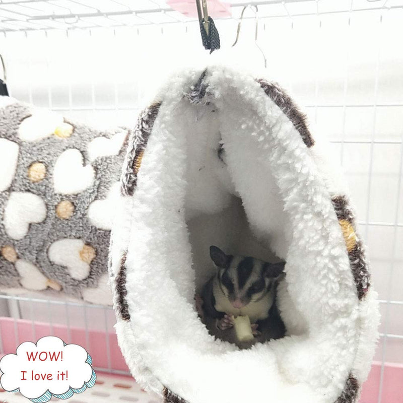Oncpcare Hanging Tunnel for Small Animals, Hanging Hamster Toys, Sugar Glider Hammock Cage Accessories Bedding for Chinchilla Ferret Squirrel Guinea Pig Rat Playing Sleeping Brown - PawsPlanet Australia