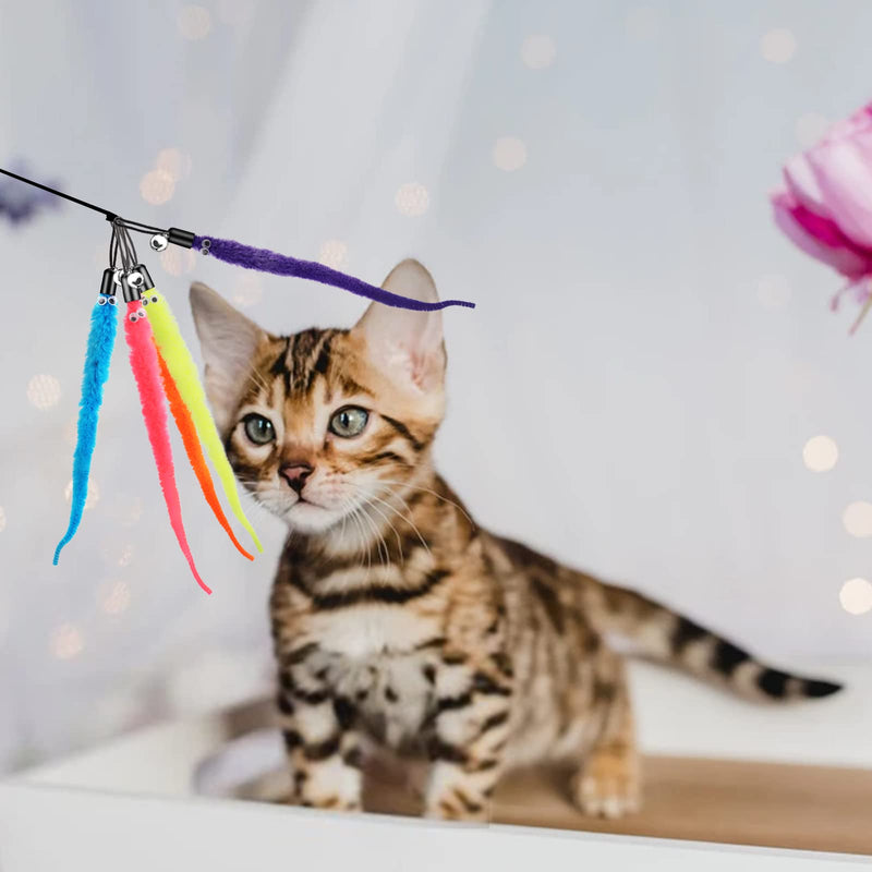 cobee cat toy worms toy replacement with bell, replacement refill, furry tail worm interactive cat hunting toy kitten stick refill attachment for kitten training (12 pieces) 12 x furry tail worms - PawsPlanet Australia