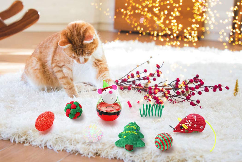 Legendog Christmas Cat Toys 8Pcs Cat Xmas Toys Set, Cat Toys for Indoor Cats, Interactive Cat Toys Cats Mice Toys Set for Kitty and Cats - PawsPlanet Australia