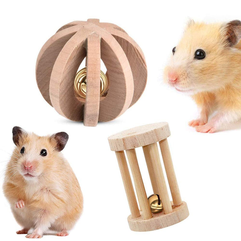 Amasawa 2 Pieces Hamster Chew Toys,Natural Wooden Toys,Gerbil Rat Guinea Pig Chinchilla Chew Toys,Roller Teeth Care Molar Toy,Suitable for Hamsters, Rabbits and Parrots to Play with Molar Toys - PawsPlanet Australia