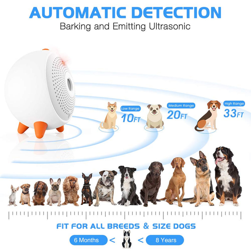 Anti Dog Barking Device, Ultrasonic Stop Dog Barking Automatic, Safe Anti Bark Device Outdoor, Rechargeable & Waterproof Dog Bark Stopper Deterrent Devices 33FT Range, for Puppy Large Small Dogs White - PawsPlanet Australia