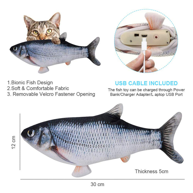 Moving Fish Cat Toy, Electric Flopping Cat Kicker Fish Toy, Catnip Fish Toys for Cats, Zippered Style, Realistic Plush Electric Wagging Fish Toys Simulation Interactive Funny Chew Toy for Cats - PawsPlanet Australia