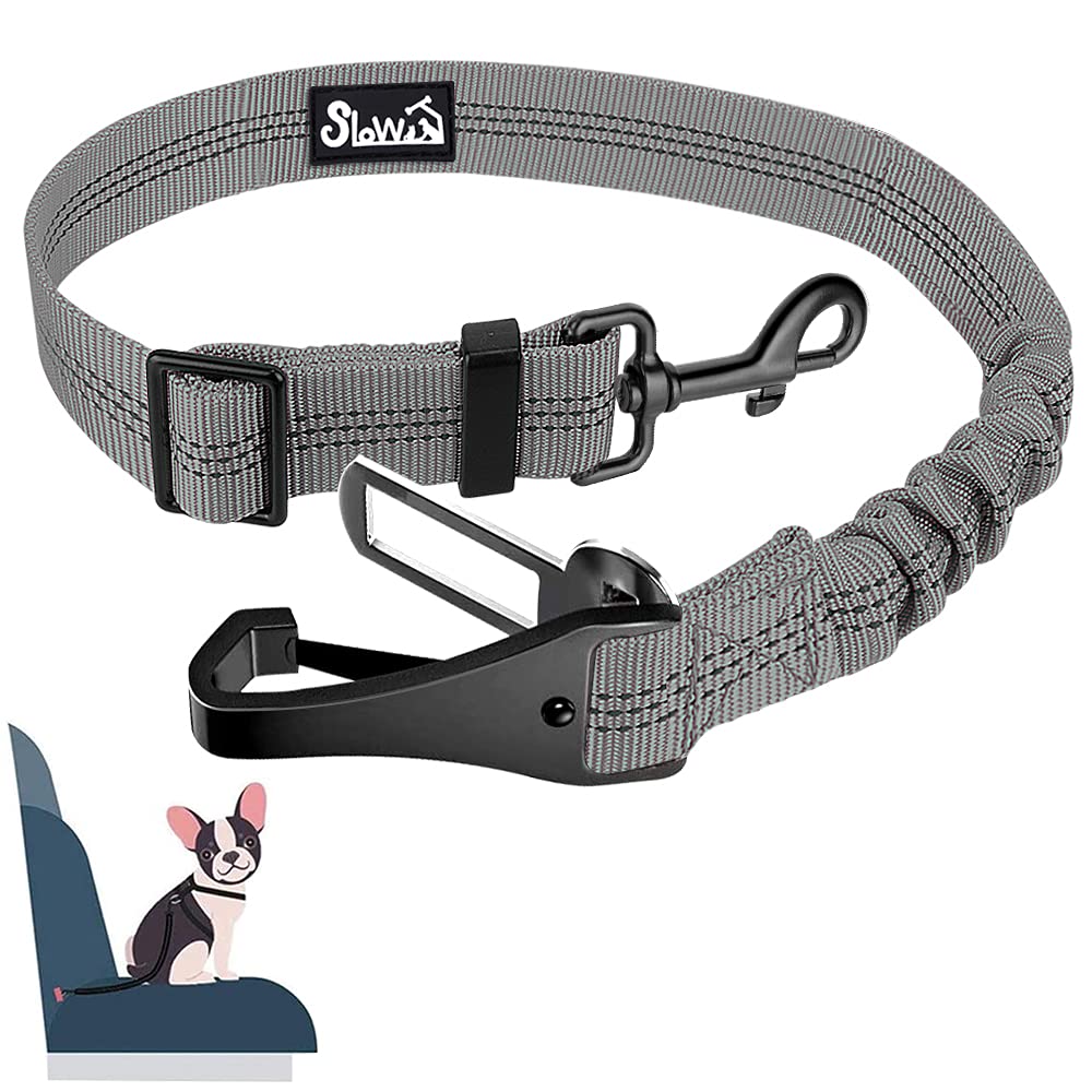 Eyein dog seat belt, 3 in 1 seat belt dog car with reflective elastic nylon bungee, dog seat belt for all dog breeds and car seats trunk, 70 cm (grey) 70 cm (55-70 cm) grey - PawsPlanet Australia