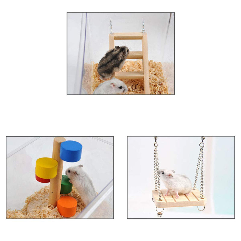 JICHENG Hamster Chew Toys| Specilized Mini Swing and Rainbow Ladders for Pet Hamster,Guinea Pig Chinchilla Wooden Pet Exercise Toys - PawsPlanet Australia