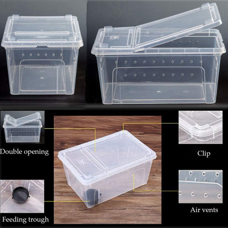 [Australia] - Reptile Small Snake Feeding Box Lizard Tarantula Habitat Cage Hatching Container Transparent Portable Plastic Mini Pet Houses for Scorpion Spider Frog 