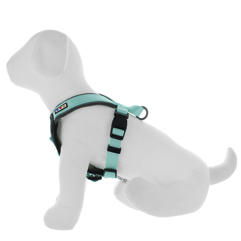 [Australia] - Pawtitas Pet Training Soft Adjustable Reflective Oxford Padded Puppy/Dog Harness, Step in or Vest Harness, Comfort Control, Training Walking - No More Pulling, Tugging, Choking, Prevent Pulling Neck 14"Chest 14" to 18"Width 5/8 Inch Teal 