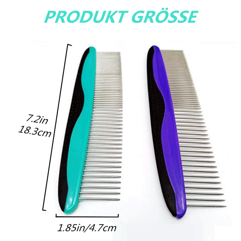 Metal Dog Comb, Stainless Steel Pet Comb Pet Grooming Comb Rounded Teeth Dog Comb for Large, Medium and Small Dogs and Cats with Tangled Short Long Hair (Purple) Purple - PawsPlanet Australia