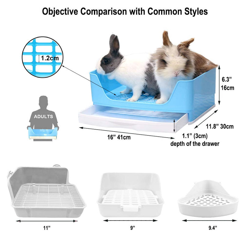 [Australia] - Amakunft Large Rabbit Litter Box with Drawer, Corner Toilet Box with Grate Potty Trainer, Bigger Pet Pan for Adult Guinea Pigs, Chinchilla, Ferret, Galesaur, Small Animals Brown 